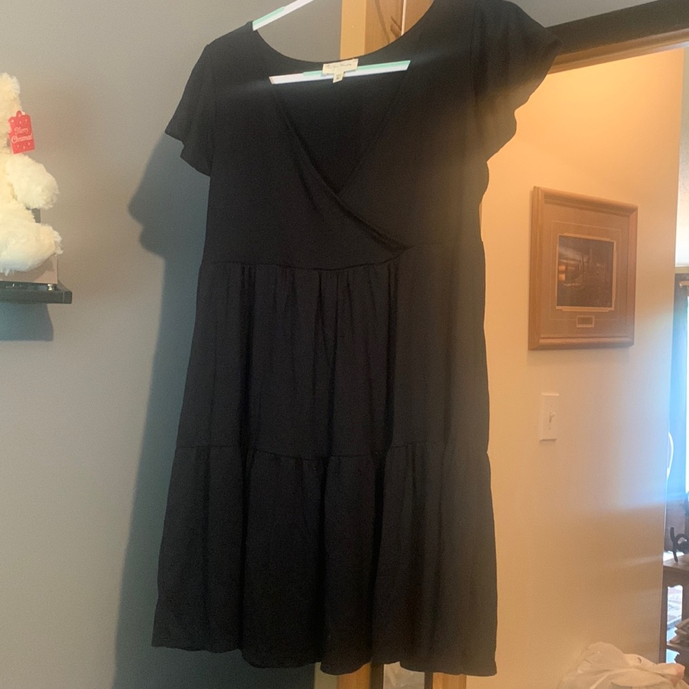 Black Layered Babydoll Dress Frilly Sleeves Size XL